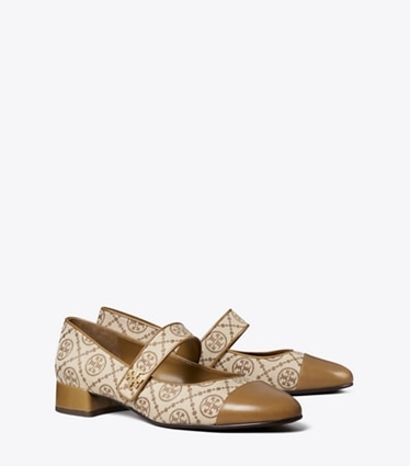 Tory Burch designer フラット キャップトゥ メリージェーン in HAZEL T MONOGRAM angle