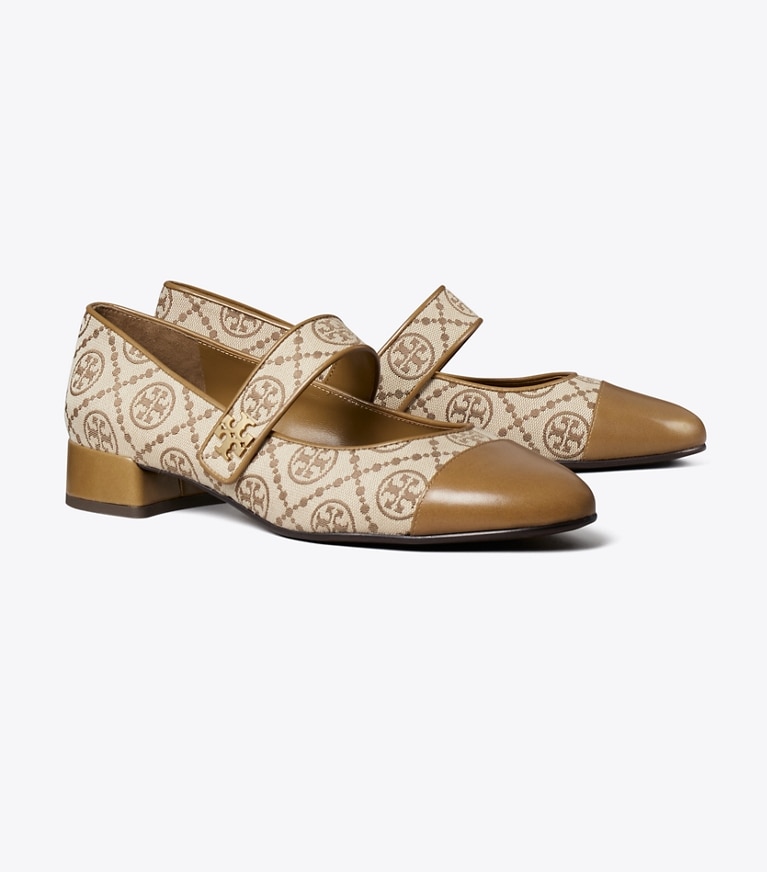 Tory Burch designer フラット キャップトゥ メリージェーン in HAZEL T MONOGRAM angle