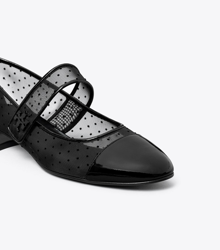 Tory Burch designer flats Cap-Toe Mary Jane in NERO / PERFECT BLACK angle