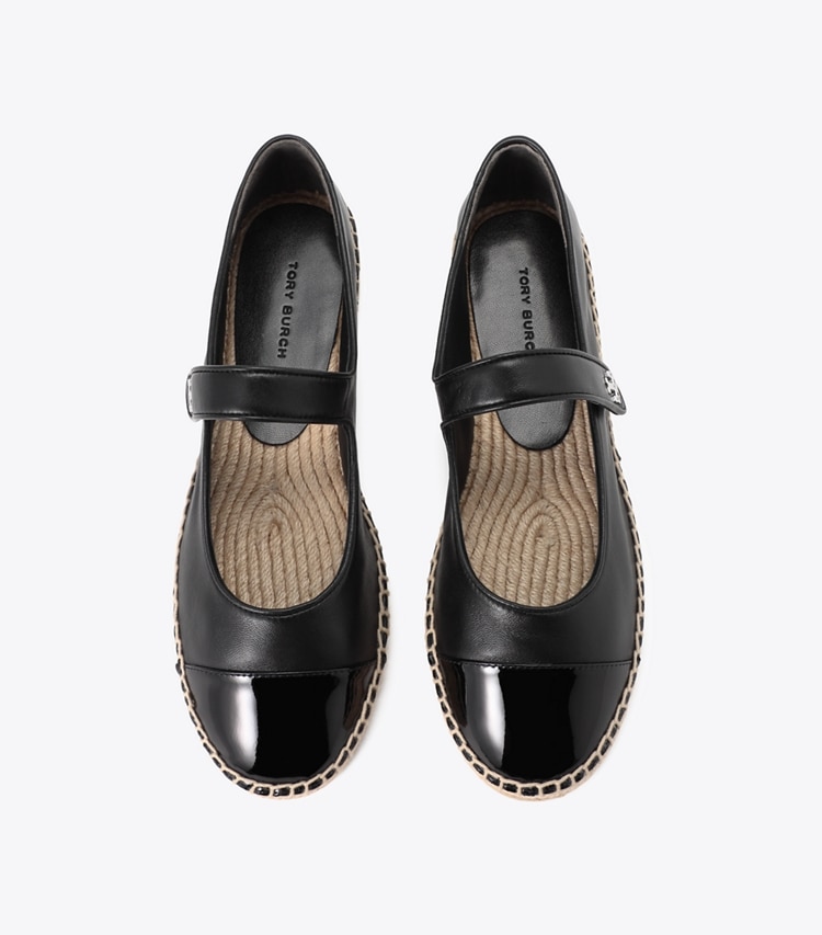 Tory Burch designer エスパドリーユ キャップトゥ メリージェーン エスパドリーユ in PERFECT BLACK / PERFECT BLACK オーバーヘッド