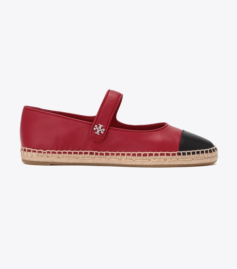Tory Burch designer エスパドリーユ キャップトゥ メリージェーン エスパドリーユ in TOUCAN RED / PERFECT BLACK side