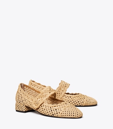 Tory Burch designer フラット キャップトゥ メリージェーン ヒールバレエ in NATURAL angle