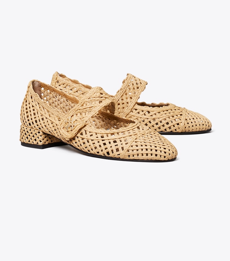 Tory Burch designer フラット キャップトゥ メリージェーン ヒールバレエ in NATURAL angle