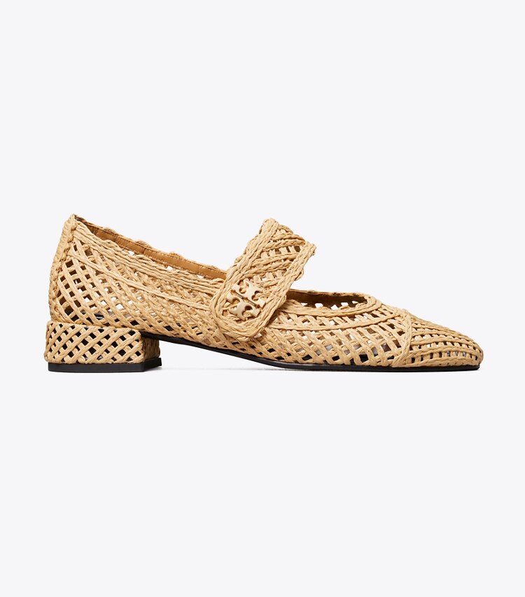 Tory Burch designer フラット キャップトゥ メリージェーン ヒールバレエ in NATURAL side
