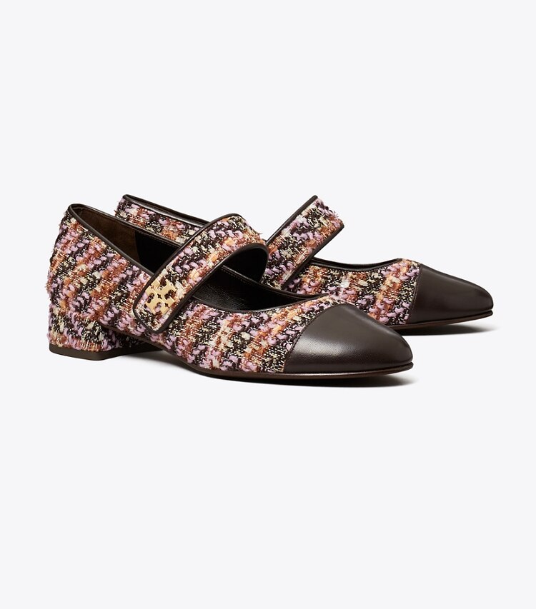 Tory Burch designer フラット キャップトゥ メリージェーン ヒールバレエ ワイド in ROSA / JOHN COCO angle