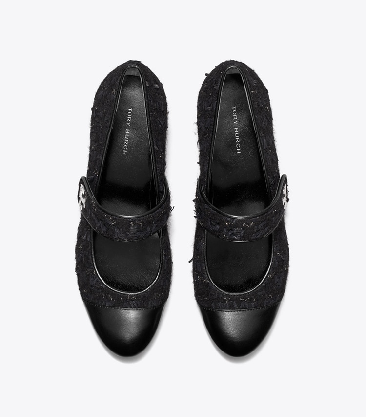 Tory Burch designer flats Cap-Toe Mary Jane in MIDNIGHT NAVY / PERFECT BLACK overhead