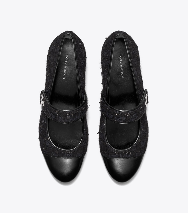 Tory Burch designer flats Cap-Toe Mary Jane in MIDNIGHT NAVY / PERFECT BLACK angle
