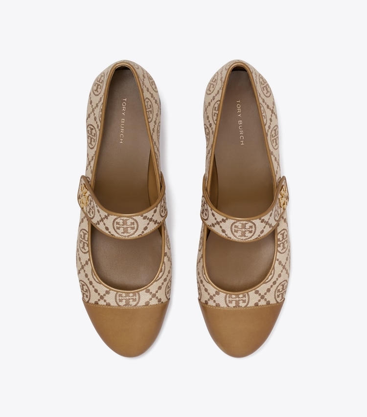 Tory Burch designer フラット キャップトゥ メリージェーン in HAZEL T MONOGRAM オーバーヘッド