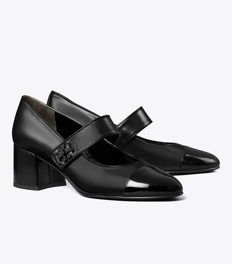 Tory Burch designer ヒール キャップトゥ メリージェーン パンプス in PERFECT BLACK / PERFECT BLACK angle