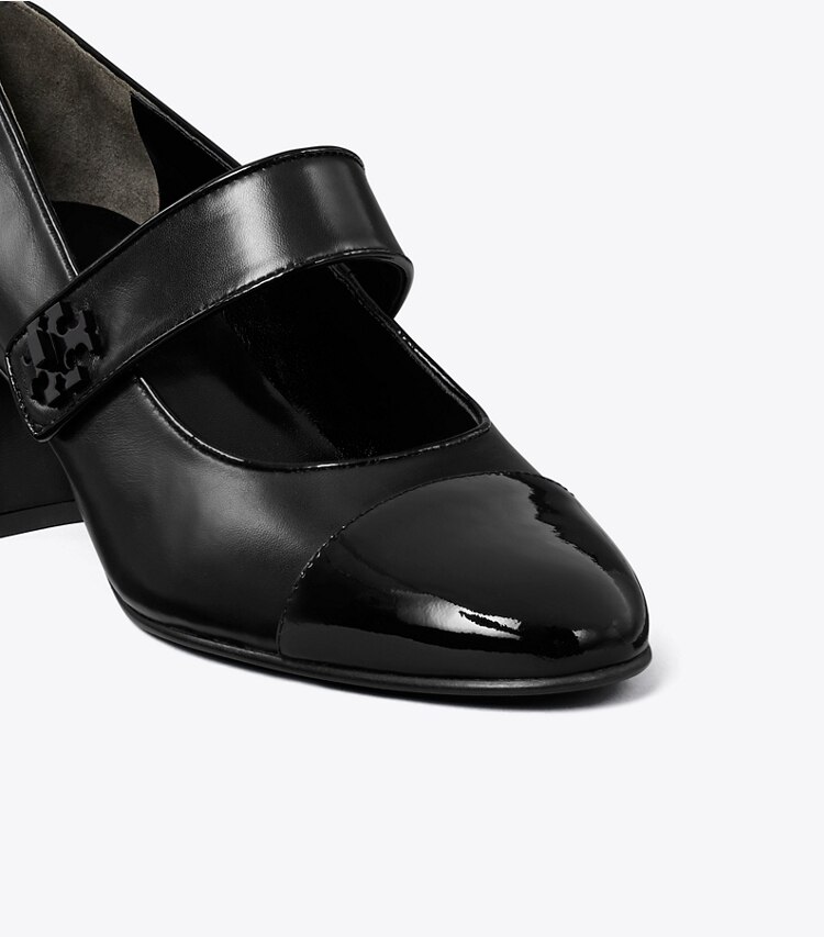 Tory Burch designer ヒール キャップトゥ メリージェーン パンプス in PERFECT BLACK / PERFECT BLACK ディテール