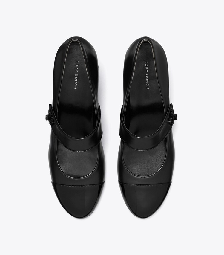 Tory Burch designer ヒール キャップトゥ メリージェーン パンプス in PERFECT BLACK / PERFECT BLACK オーバーヘッド