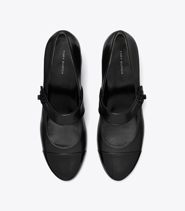 Tory Burch designer ヒール キャップトゥ メリージェーン パンプス in PERFECT BLACK / PERFECT BLACK オーバーヘッド