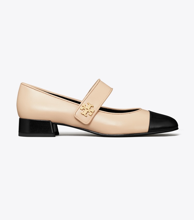 Tory Burch designer flats Cap-Toe Mary Jane in ROSE SILK / PERFECT BLACK side