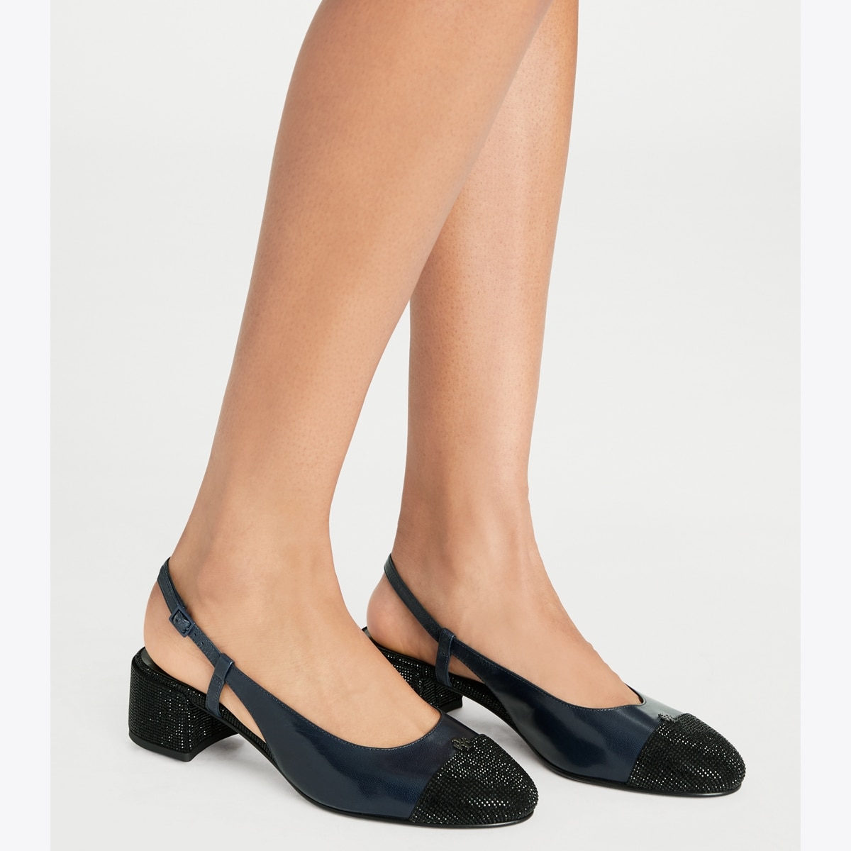 Cap-Toe Pavé Slingback Pump: Women's Designer Heels Tory Burch