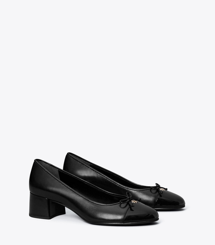 Tory Burch designer heels Cap-Toe Pump in PERFECT BLACK / PERFECT BLACK angle