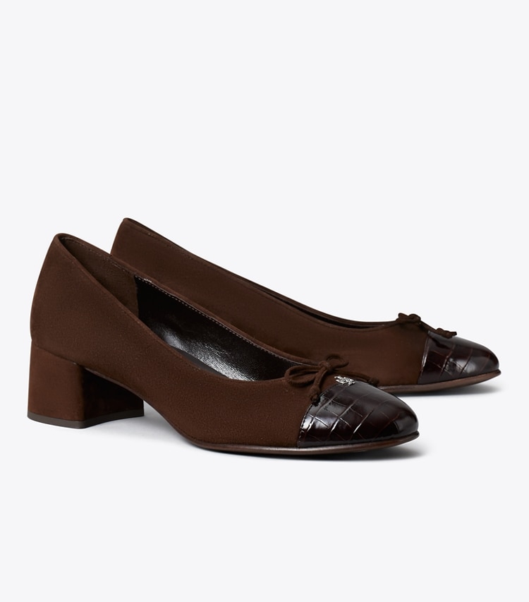 Tory Burch designer escarpins Cap-Toe Pump in DARK COCOA / DARK COCOA angle