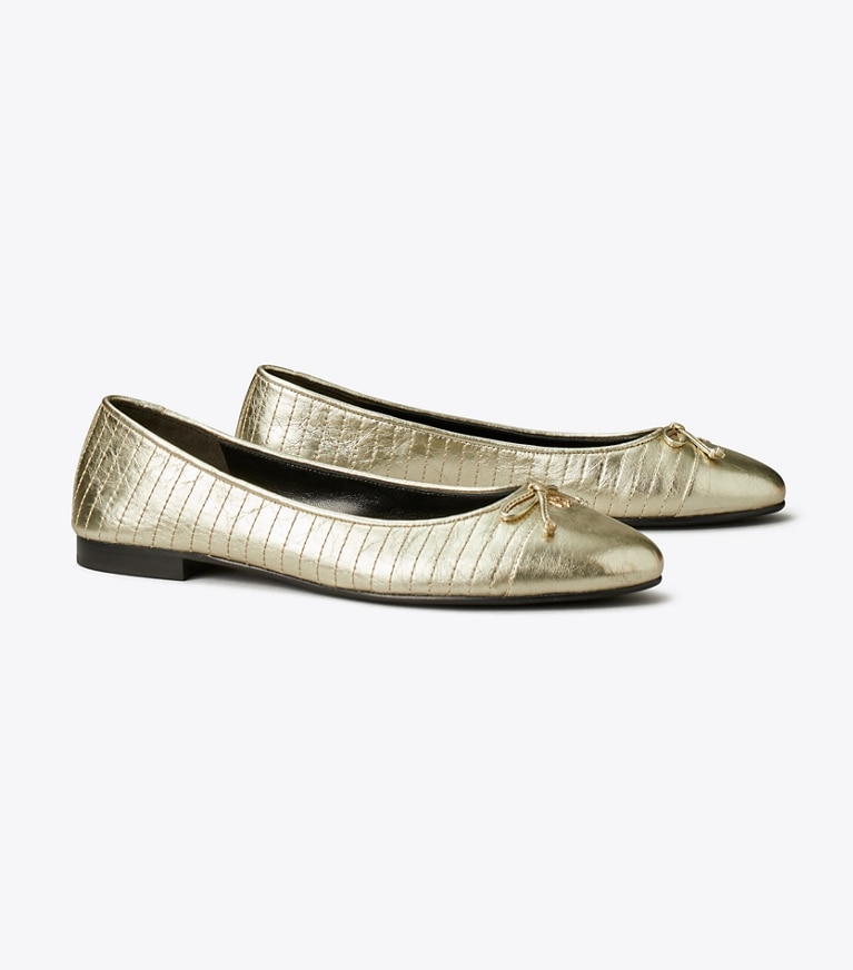 Tory burch 2025 gold ballet flats