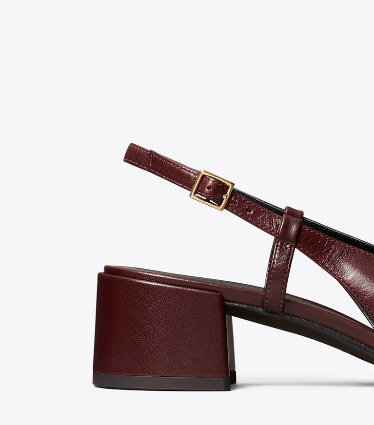 Tory Burch designer heels Cap-Toe Slingback Pump in DEEP BURGUNDY angle