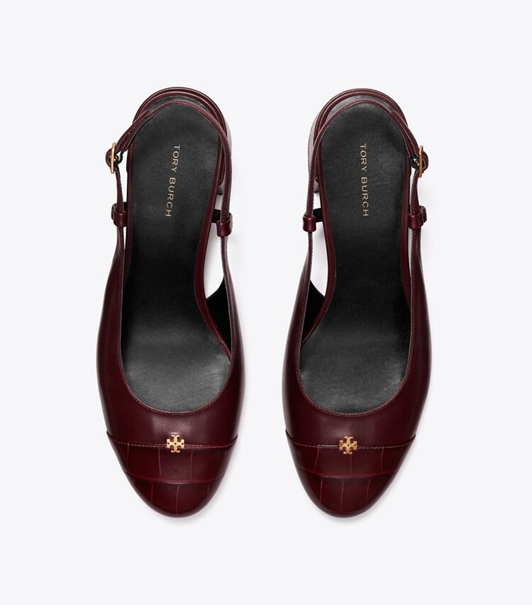 Tory Burch designer heels Cap-Toe Slingback Pump in DEEP BURGUNDY overhead