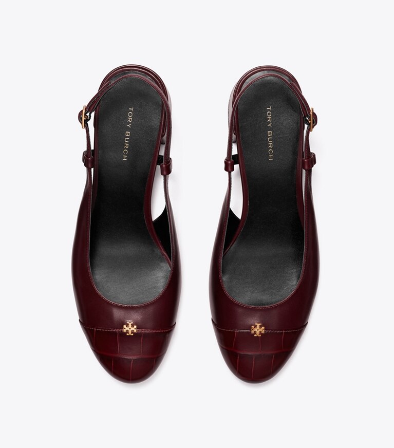 Tory Burch designer heels Cap-Toe Slingback Pump in DEEP BURGUNDY angle