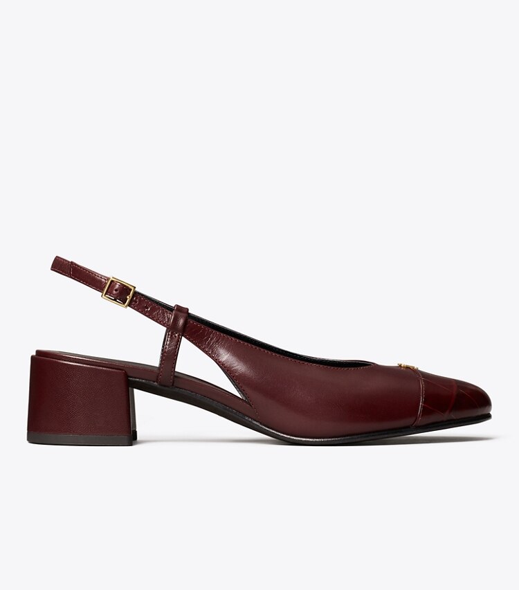 Tory Burch designer heels Cap-Toe Slingback Pump in DEEP BURGUNDY side
