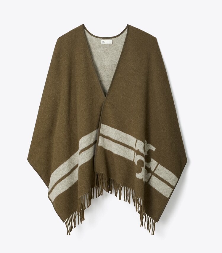 Tory Burch diseñador mascarillas Capa a rayas en Chocolate frente