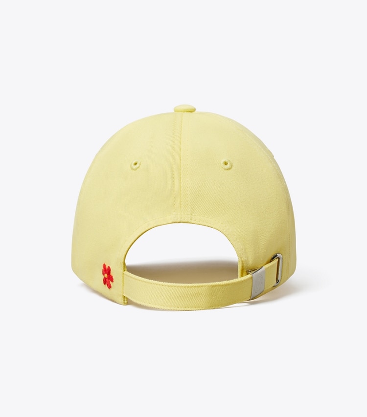 Tory Burch designer cappelli Cappellino da baseball con logo applicato in Yellow Sky indietro