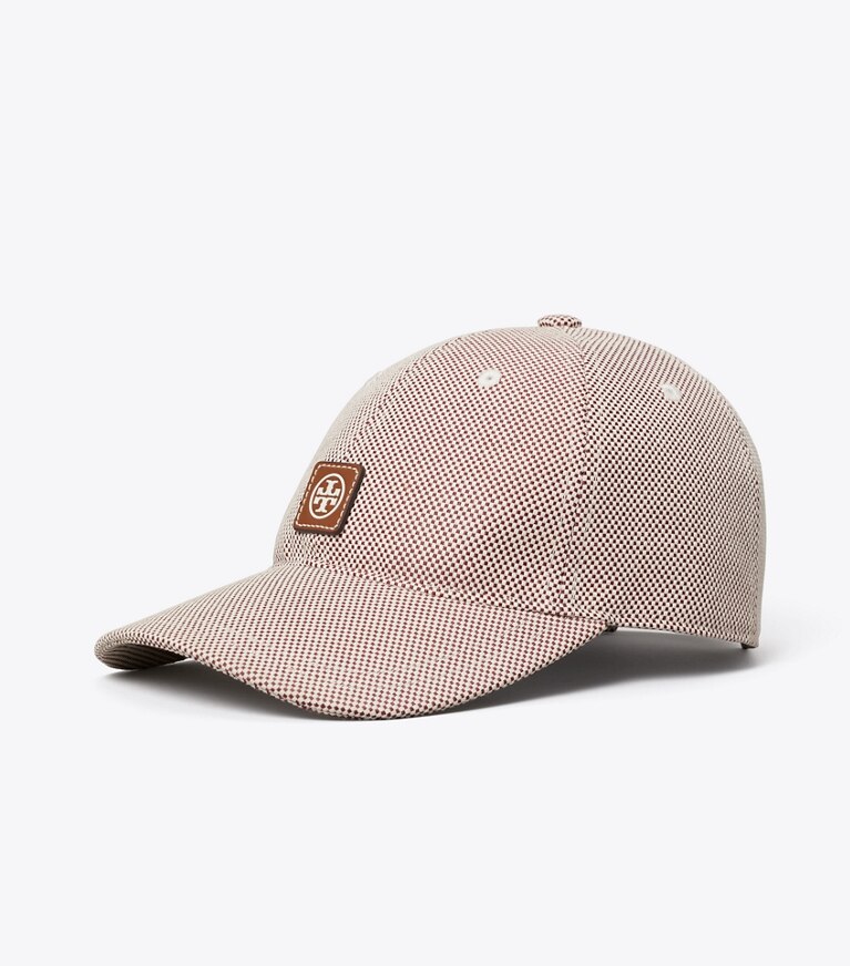 Tory Burch designer cappelli Cappellino da baseball in tela bicolore in Burgundy angle