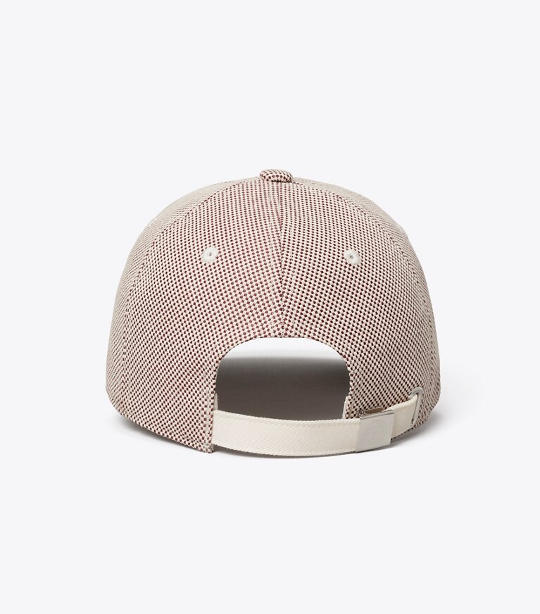 Tory Burch designer cappelli Cappellino da baseball in tela bicolore in Burgundy indietro