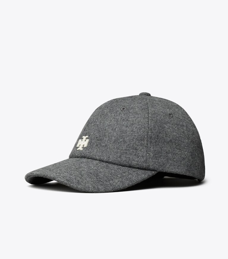 Tory Burch designer cappelli Cappellino in lana con logo in Heather Gray angle
