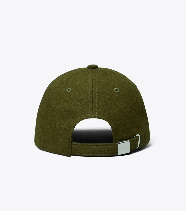 Tory Burch designer cappelli Cappellino in lana con logo in Olive Green indietro