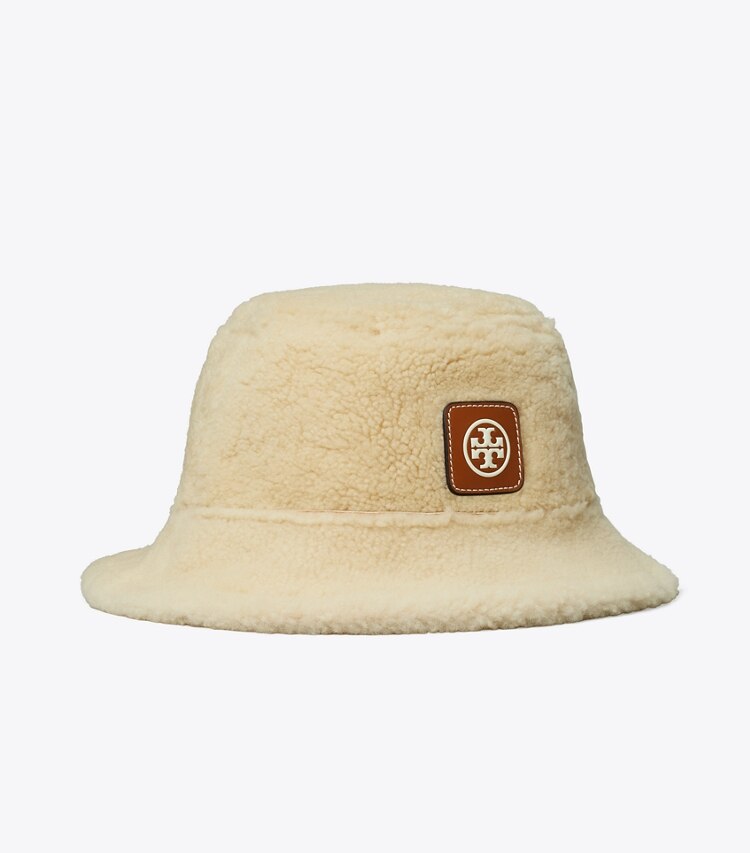 Tory Burch designer cappelli Cappello a falda larga reversibile in shearling in Brown / LIGHT NATURAL packable reversible