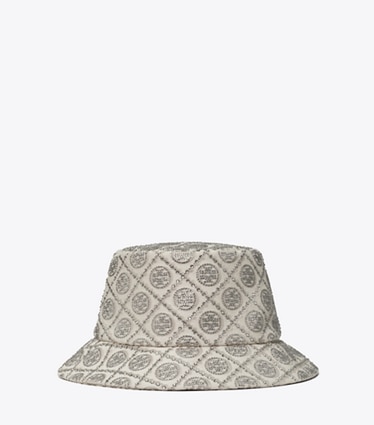 Tory Burch designer cappelli Cappello a falda larga T Monogram in Gray front