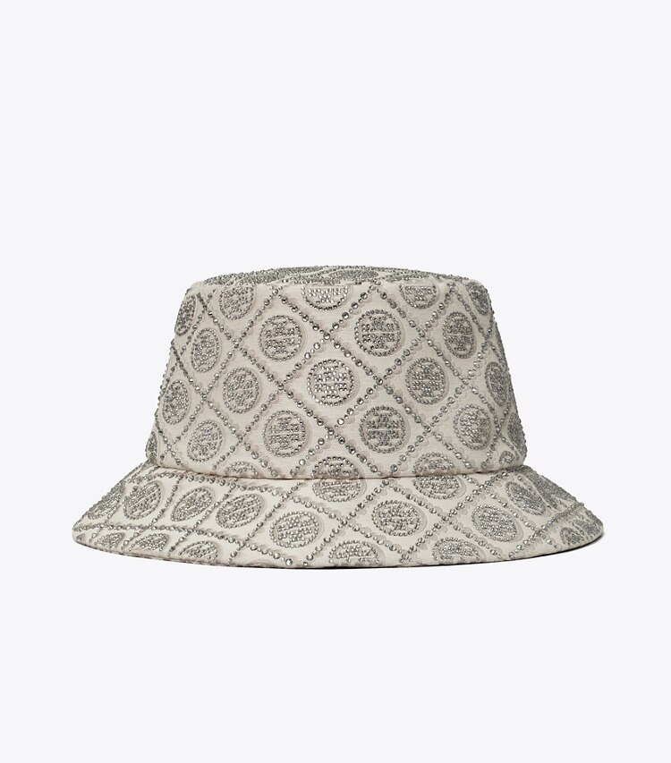 Tory Burch designer cappelli Cappello a falda larga T Monogram in Gray front