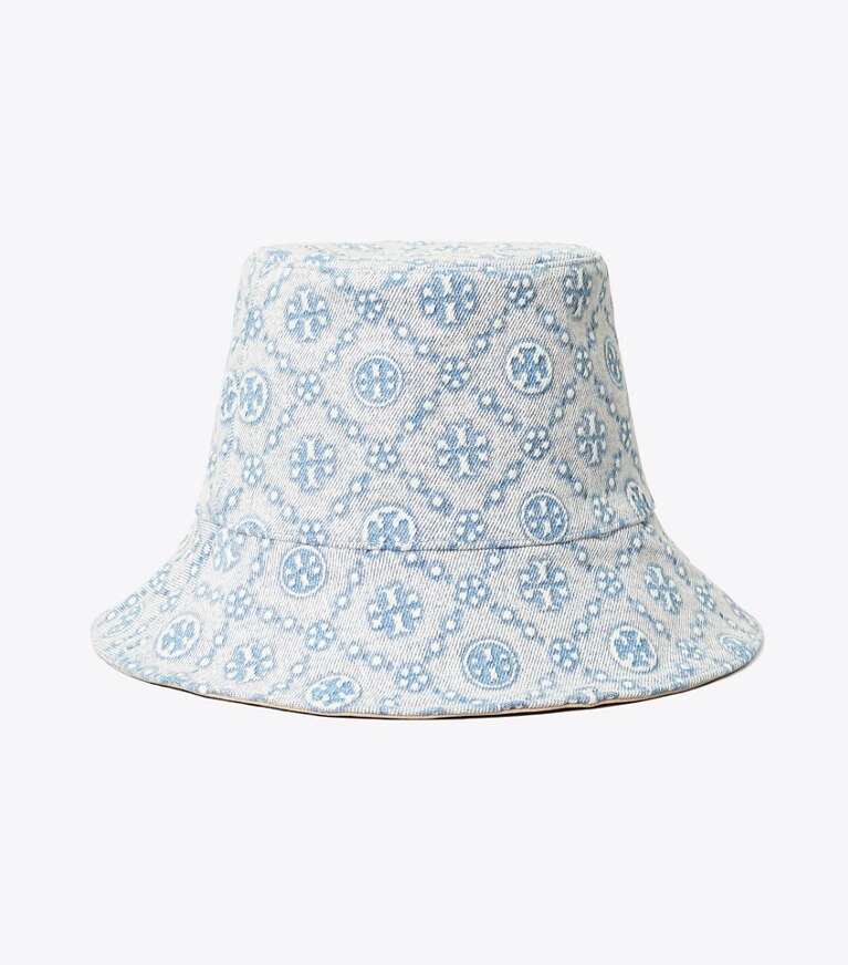 Tory Burch designer cappelli Cappello a falda larga T Monogram in denim in Blue T Monogram front