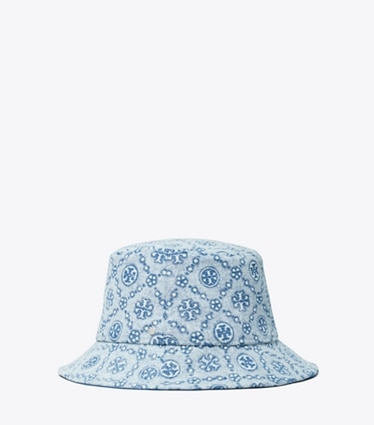 Tory Burch designer cappelli Cappello a falda larga T Monogram in denim in Denim front