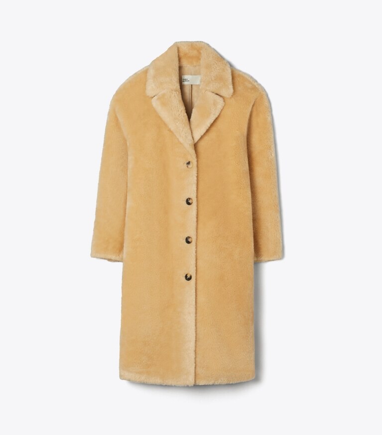 Tory Burch designer cappotti Cappotto in faux shearling in Oatmeal front