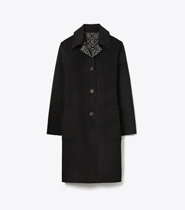 Tory Burch designer cappotti Cappotto in lana jacquard T Monogram in Black/T Monogram Jacquard Combo D front