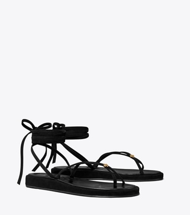 Tory Burch designer sandals Capri Ankle Wrap Sandal in BLACK angle