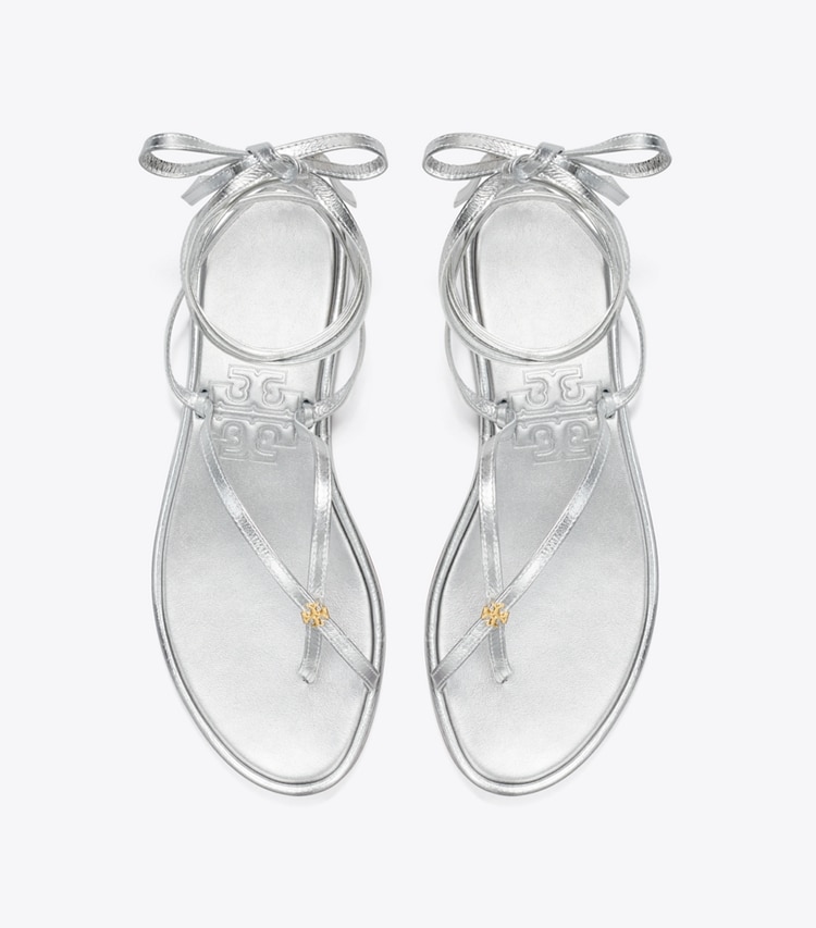 Tory Burch designer sandals Capri Ankle Wrap Sandal in SILVER overhead