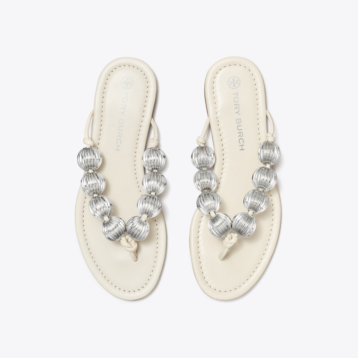 Capri Beaded Sandal in white size 10