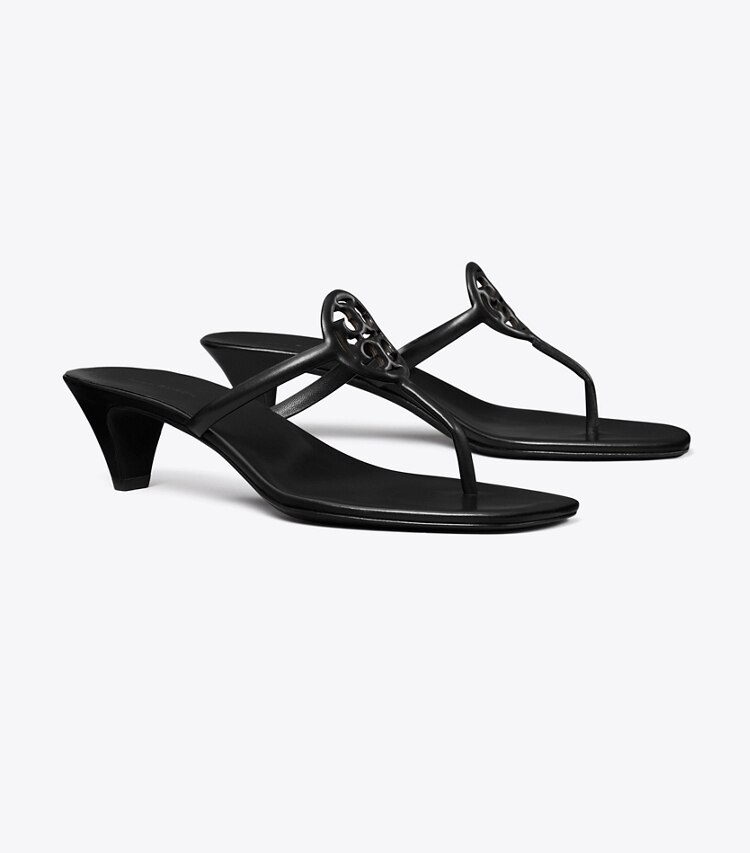 Tory Burch diseñador sandalias Capri con tacón Miller en PERFECT BLACK / PERFECT BLACK ángulo