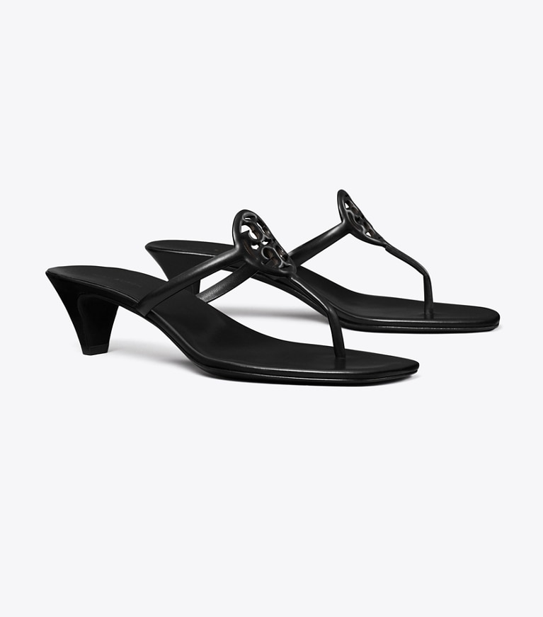 Tory Burch diseñador sandalias Capri con tacón Miller en PERFECT BLACK / PERFECT BLACK ángulo