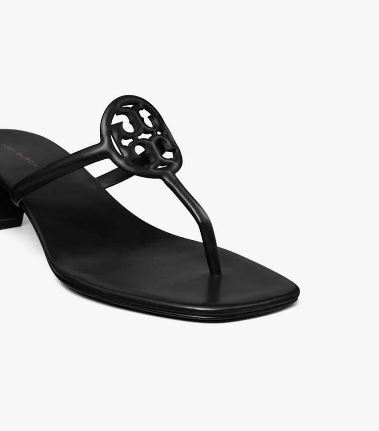 Tory Burch diseñador sandalias Capri con tacón Miller en PERFECT BLACK / PERFECT BLACK detalle