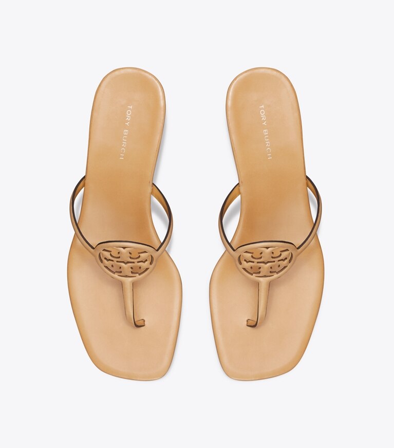 Tory Burch diseñador sandalias Capri con tacón Miller en HONEYCOMB TAN / HONEYCOMB TAN vista superior