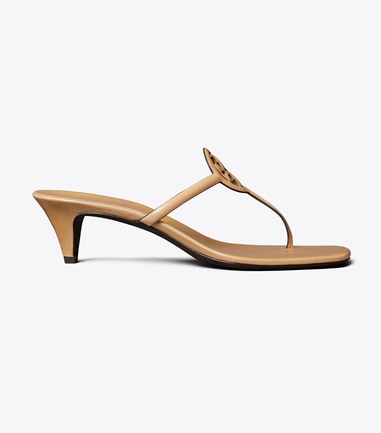 Tory Burch diseñador sandalias Capri con tacón Miller en HONEYCOMB TAN / HONEYCOMB TAN lateral