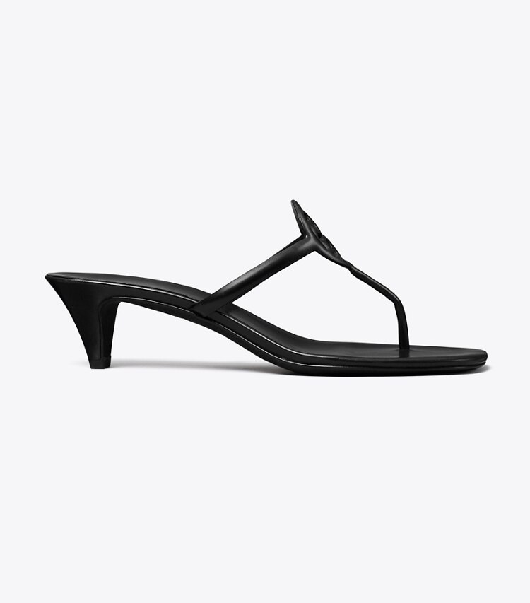 Tory Burch diseñador sandalias Capri con tacón Miller en PERFECT BLACK / PERFECT BLACK lateral