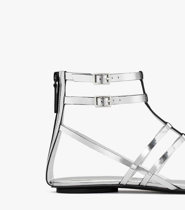 Tory Burch designer sandals Capri Gladiator Sandal in ARGENTO angle