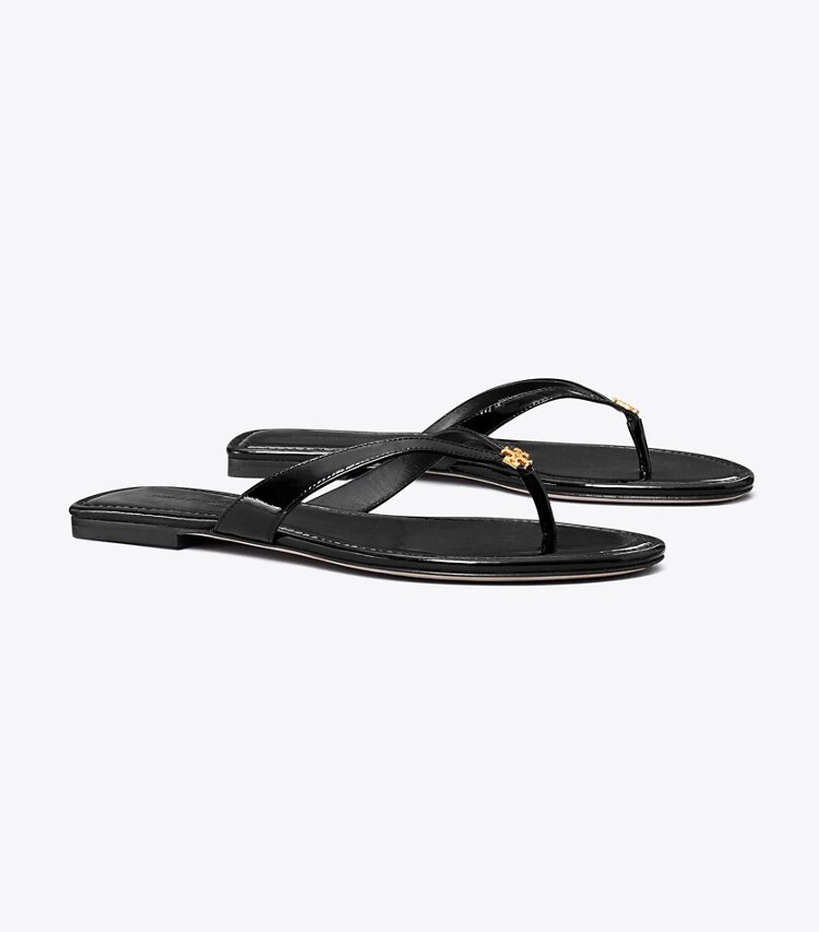 Tory Burch designer sandals Capri Leather Flip Flop in PERFECT BLACK angle