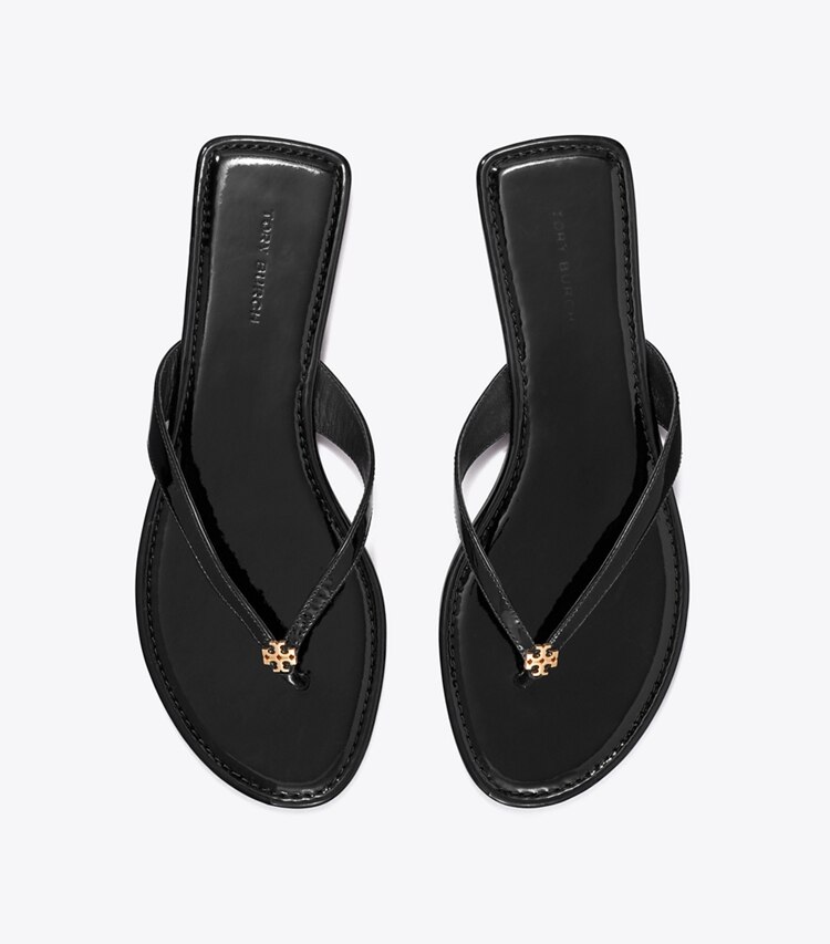 Tory Burch designer sandals Capri Leather Flip Flop in PERFECT BLACK overhead
